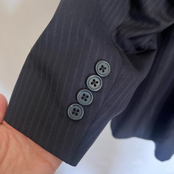 Vtg 90s PinStripe Mens Blazer 46R Preppy Wall Street USA Business Y2K Sopranos - Picture 11 of 16